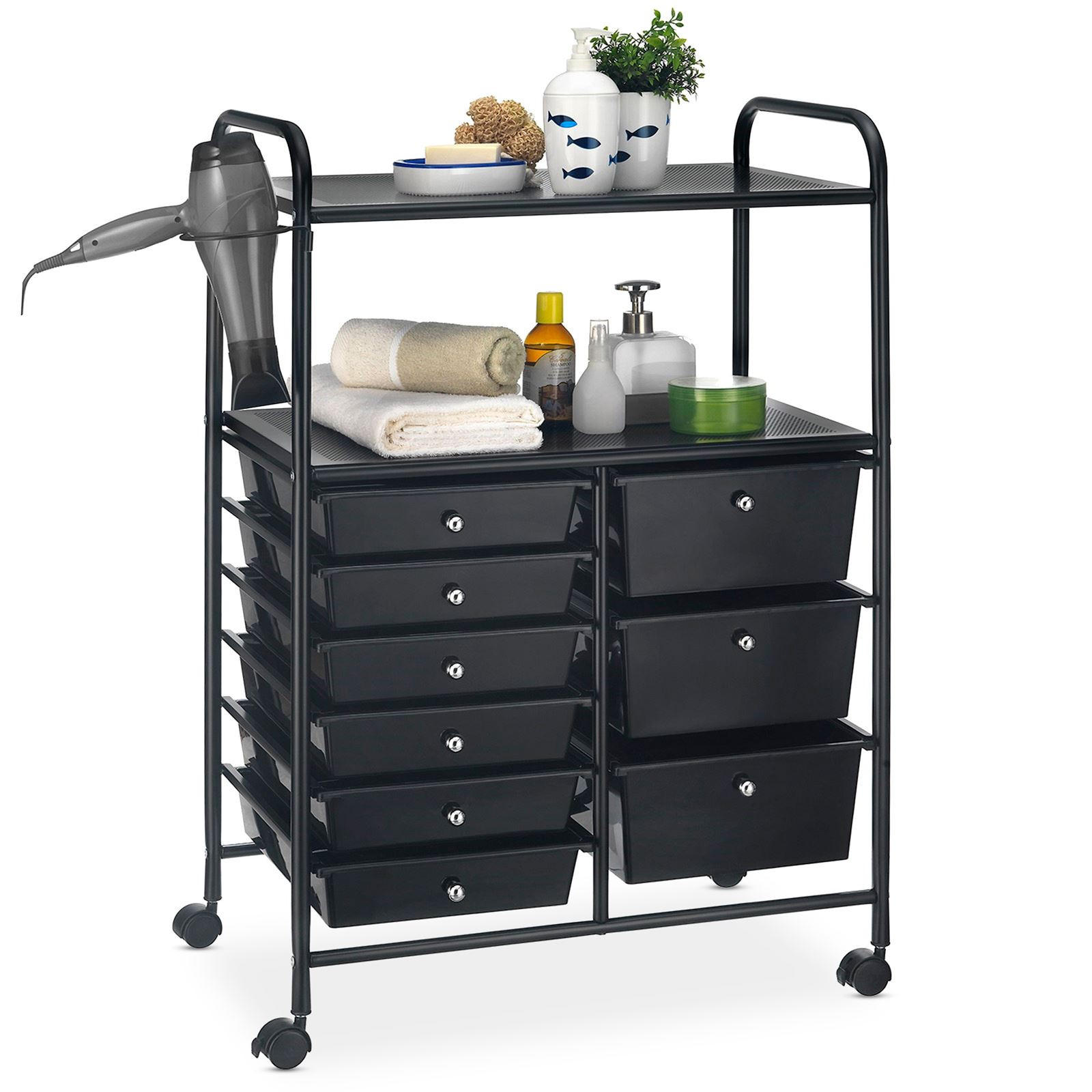 BADROLLWAGEN MARITA - Schwarz, Kunststoff/Metall (63/97/39cm) - IDIMEX