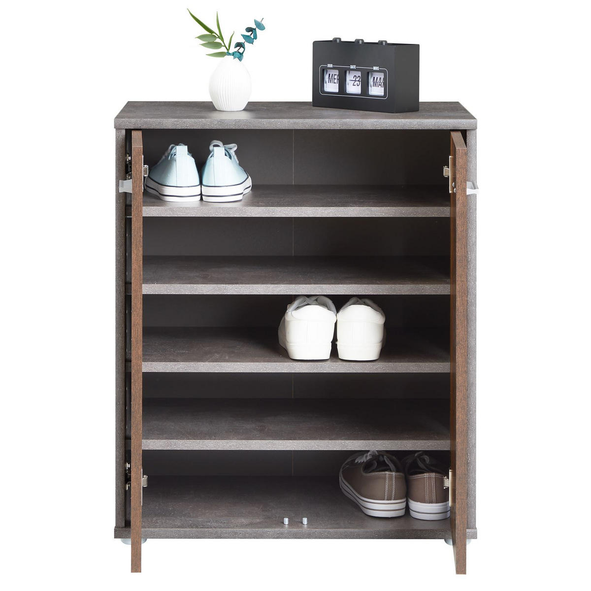 SCHUHSCHRANK LENNIS - Dunkelgrau/Dunkelbraun, Holzwerkstoff (60/70/35cm) - CARO-Möbel