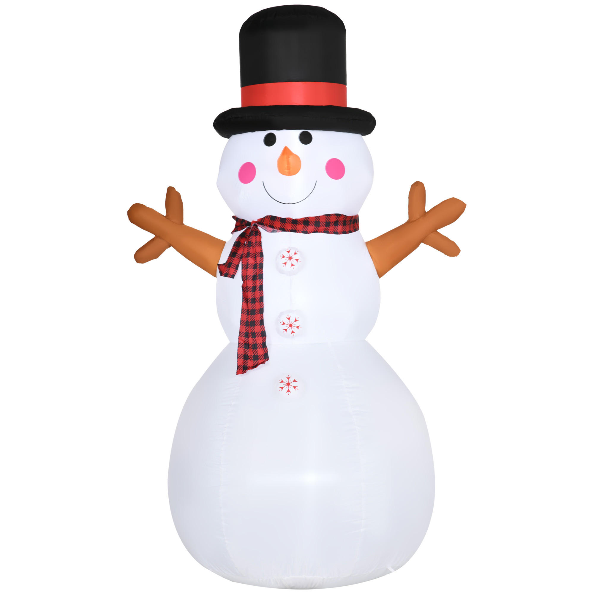 WEIHNACHTEN aufblasbarer Schneemann 1,82 m Dekoration LEDs wetterfest Polyester - Multicolor, Kunststoff (80/182/100cm) - HOMCOM
