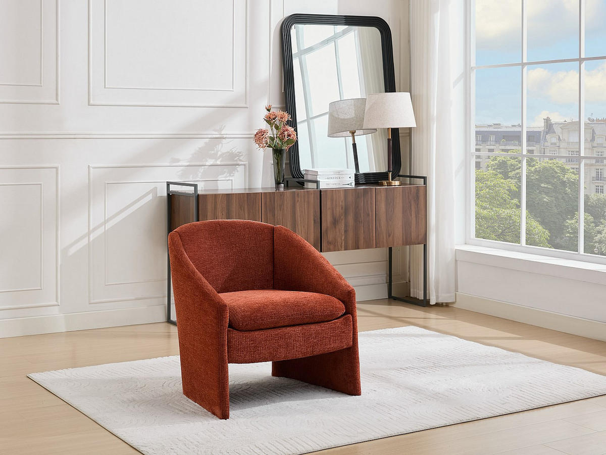 SESSEL mit gerader Rückenlehne - 1 Person - Stoff - Terracotta - - Terracotta, Textil (70/73/68cm) - Vente-Unique