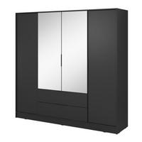 SCHRANK Schwarz ELLY Mit Spiegel - Transparent/Schwarz, Holzwerkstoff (206/200/51cm) - Sepro Meble