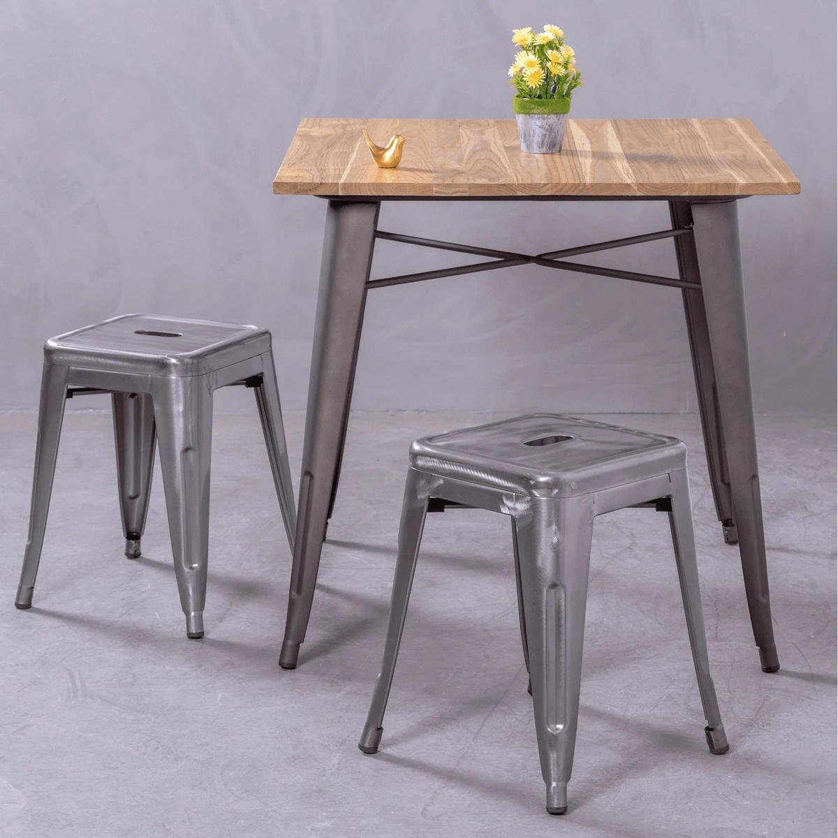 TISCH Quadratisch Alteiche 80/80/78 cm - Alteiche, Metall (80/80/78cm) - Nest Dream