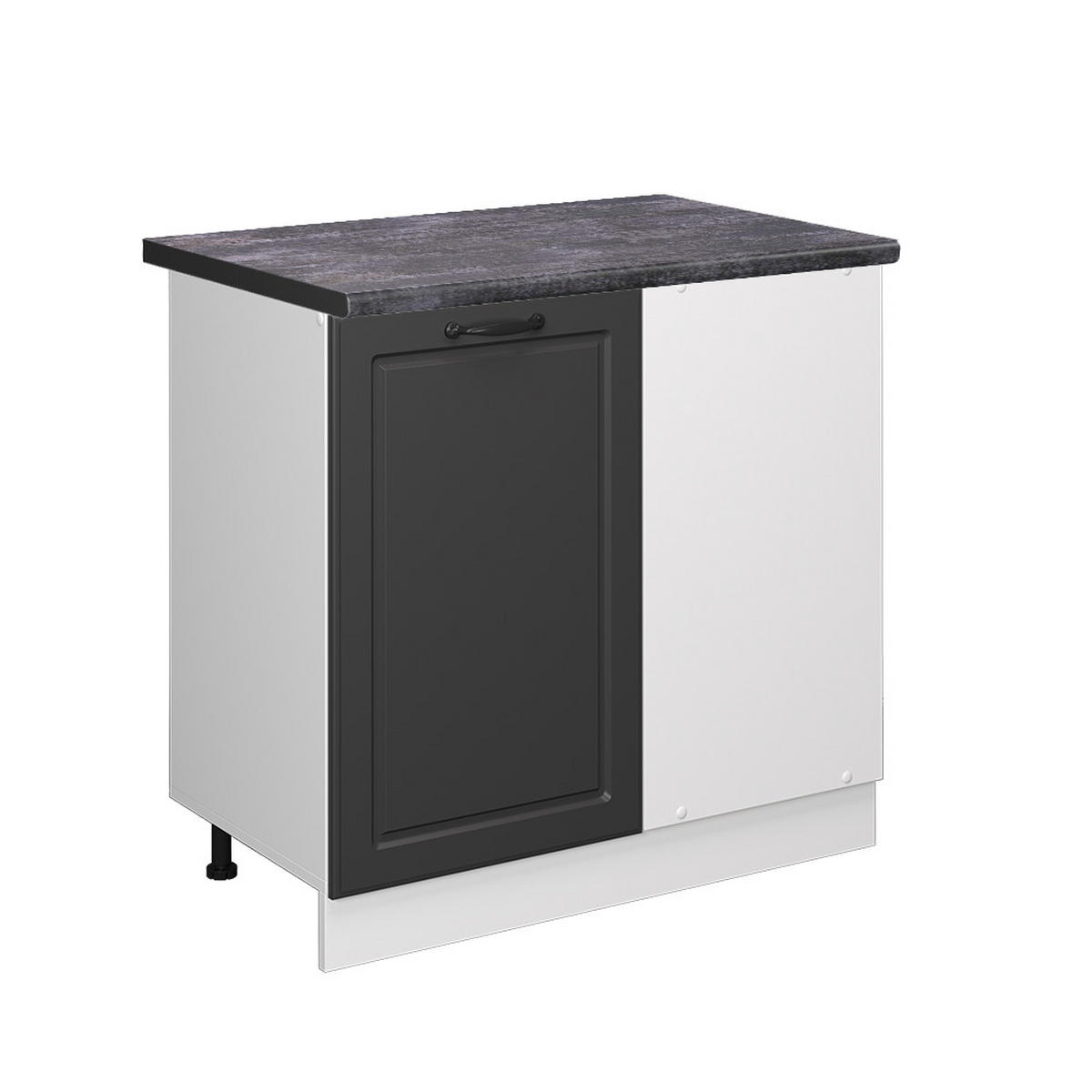 ECKUNTERSCHRANK R-Line Anthrazit Landhaus 86 cm, AP Anthrazit - Anthrazit/Weiß, Holzwerkstoff (86/81.6/60cm) - Vicco