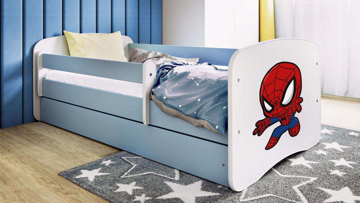 KINDERBETT Emily mit Schublade und Matratze, Blau 70x140 cm - Blau, Holzwerkstoff (140/70cm) - WFL GROUP
