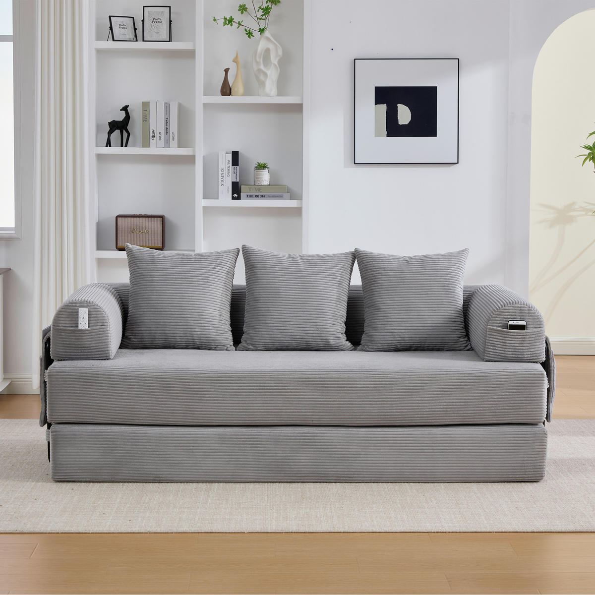 SOFA 3-Sitzer 200/94/67 cm Hellgrau - Hellgrau, Textil (94/67/200cm)