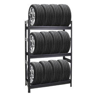 REIFENREGAL Dino 180x120x50 cm 150 kg Fachlast bis zu 12 Reifen auf 3 Ebenen Schwarz - Schwarz, Metall (120/180/50cm) - PROREGAL
