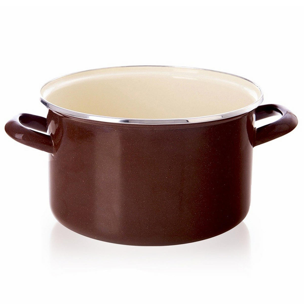 EMAILLIERTOPF Brown mit Griffen braun - Braun, Metall (20cm) - Orion 
