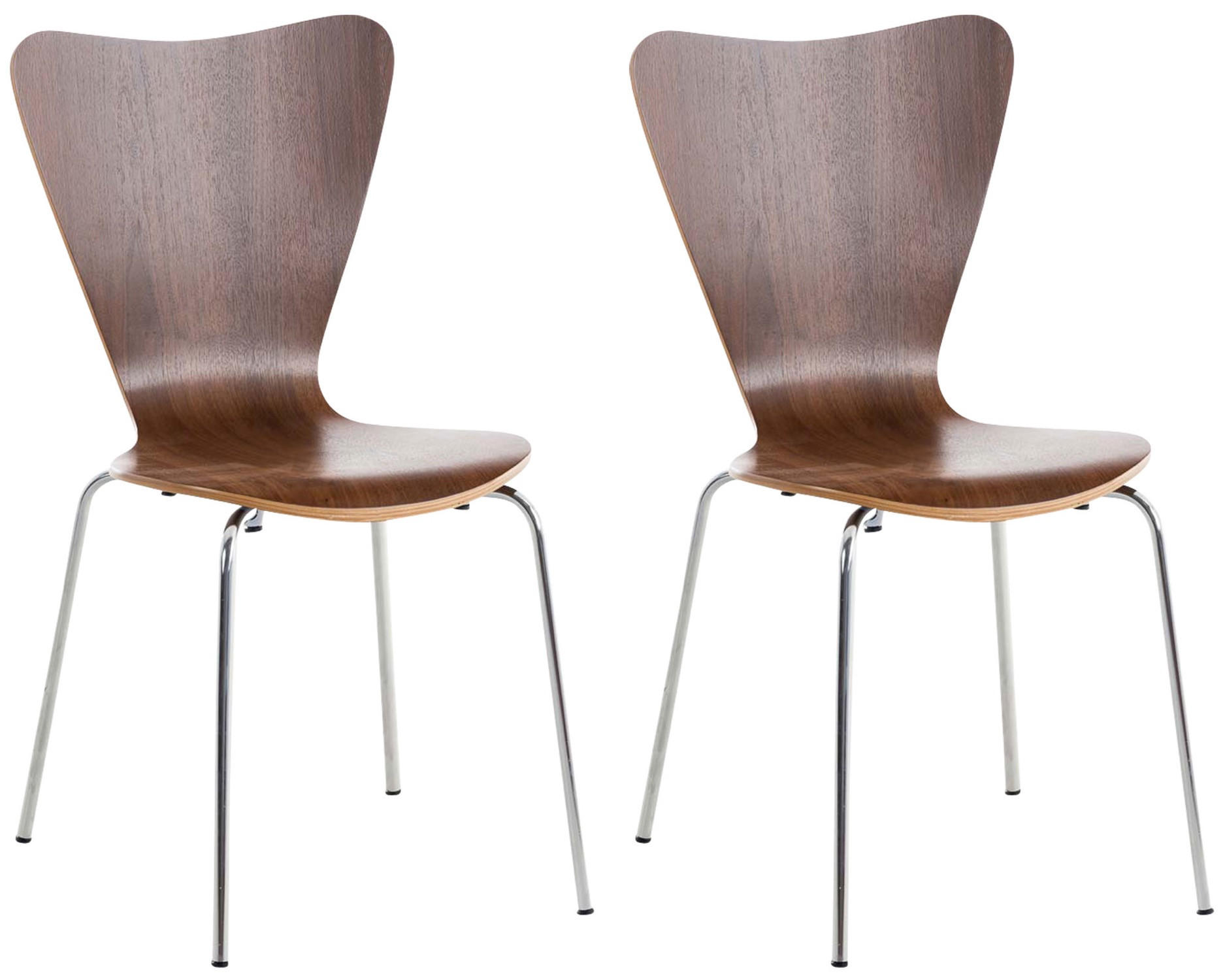 BESUCHERSTUHL Groningen - 2er Set walnuss - Braun, Metall (46/81/47cm) - TPFLiving