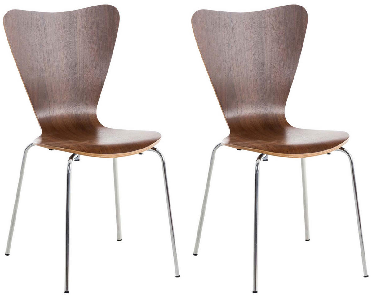 BESUCHERSTUHL Groningen - 2er Set walnuss - Braun, Metall (46/81/47cm) - TPFLiving