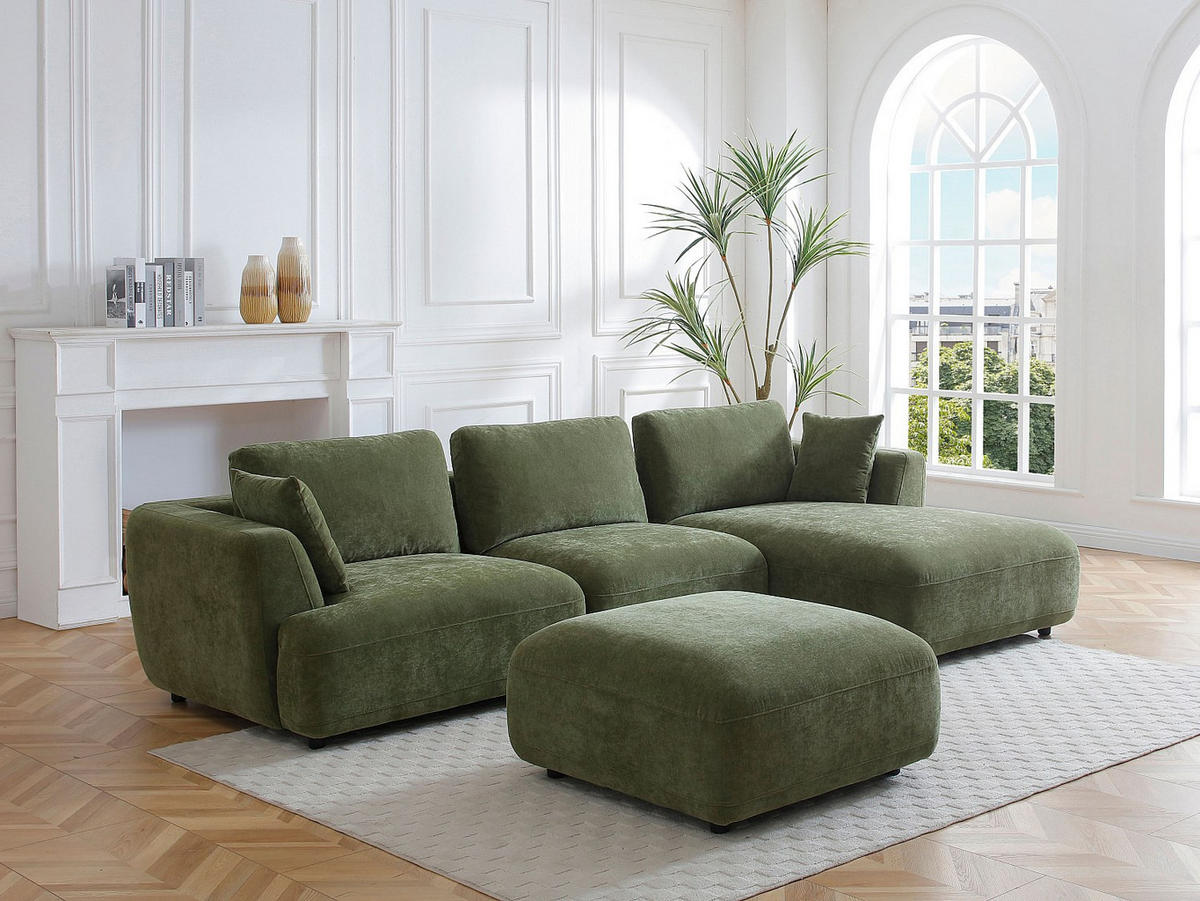 SITZHOCKER - 1 Person-Sitzer - Stoff - Grün - TINDRALO - Grün, Textil (86/43/86cm) - Vente-Unique