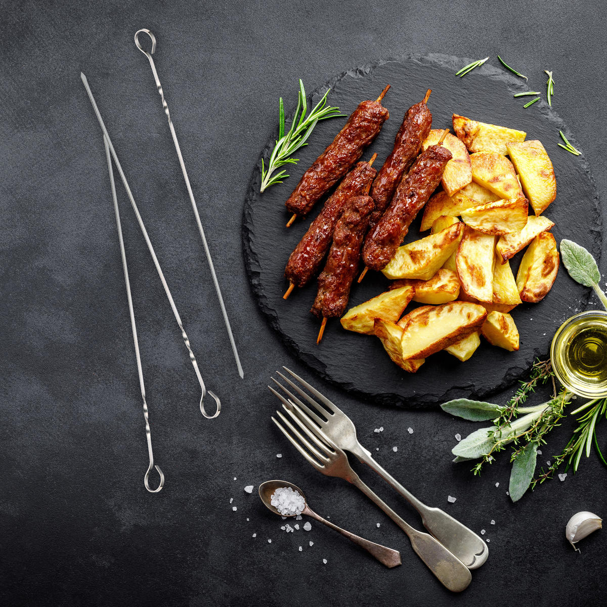 20XGRILLSPIESS - Multicolor, Textil/Metall (0.5cm) - Relaxdays