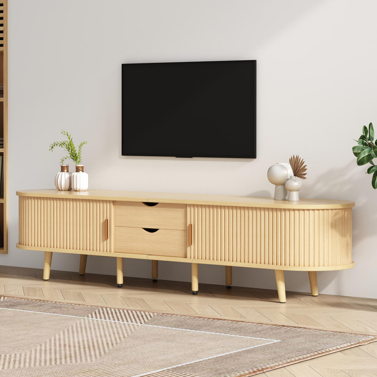 TV-ELEMENT mit Stauraum 175 x 40 x 42 cm MDF Oak - Braun, Holzwerkstoff (40/42/175cm) - Beauniv