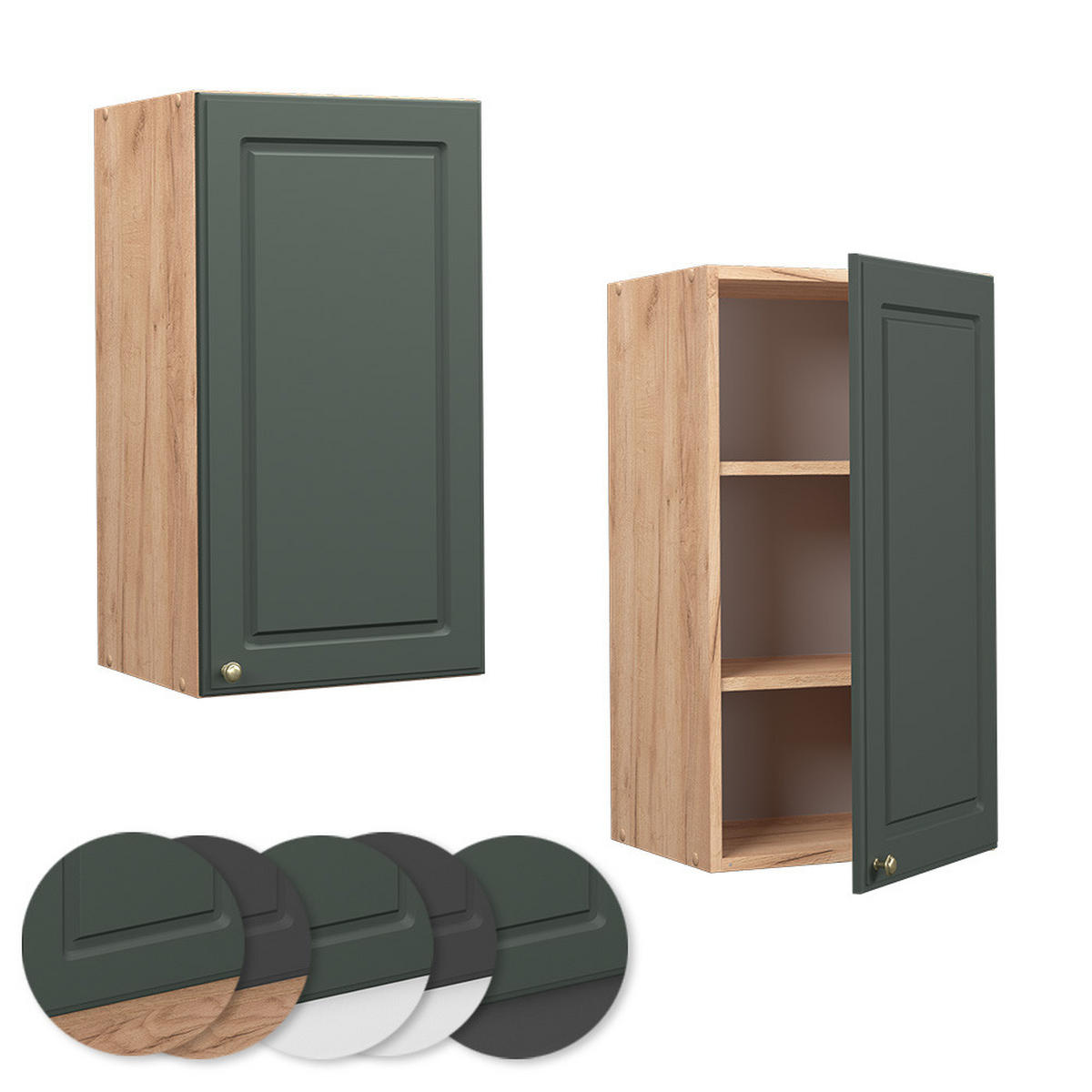 HÄNGESCHRANK Fame-Line Grün-Gold Landhaus 40 cm - Eiche Wotan/Grün, Holzwerkstoff (40/72/34.1cm) - Vicco