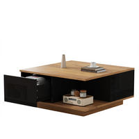 COUCHTISCH 70x70x31.5cm Schwarz Holzfarbe mit 3 Schubl. - Walnussfarben/Schwarz, Holzwerkstoff (70/70/31.5cm) - FLIEKS