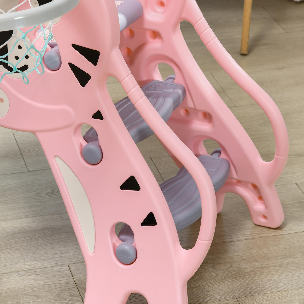 KINDERRUTSCHE DE-17985 3-in-1 mit Basketballkorb & Tigermotiv Rosa - Pink, Kunststoff (60/70/133cm) - ComfortXL