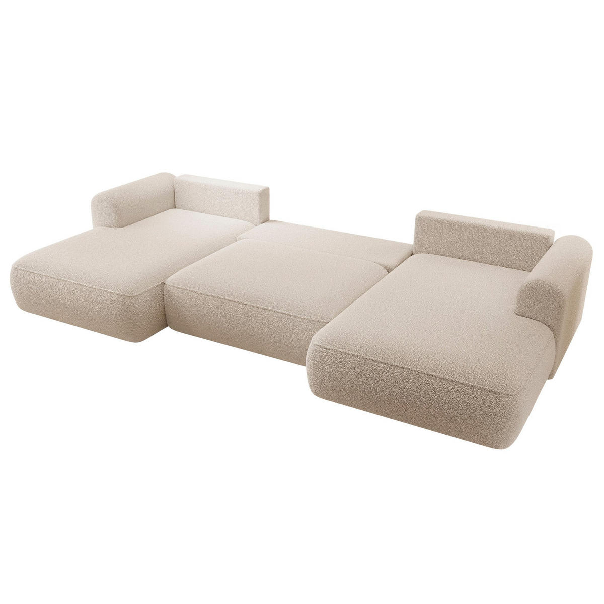 ECKSOFA Ovo Beige Bouclé - Beige/Schwarz, Kunststoff/Textil (380/95/167cm) - Selsey