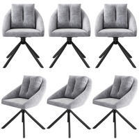 ESSZIMMERSTUHL 6 Stück Drehbar Samt Grau, Ergonomisch - Grau, Textil (65/79/59cm) - FLIEKS