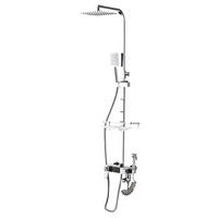 DUSCHSYSTEM Thermostat mit Digitalanzeige quadratische Regendusche ABS - Regenduschkopf mit Handbrause - Silberfarben, Metall (34/124/20cm) - DELFA
