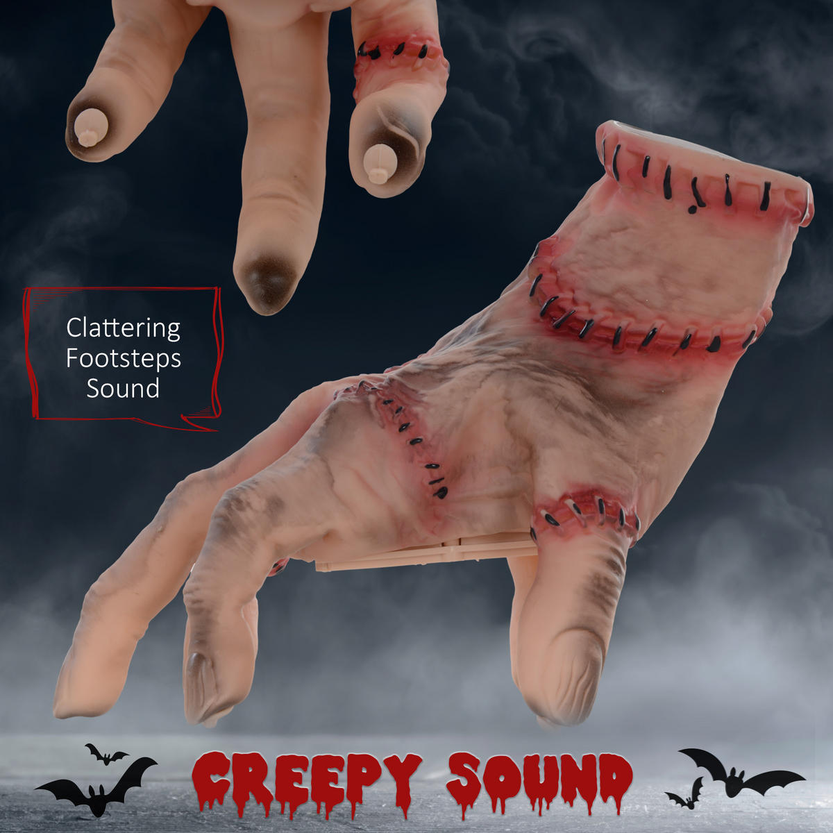 HALLOWEEN DECORATIONS 21cm Realistisches Narbes Händchen mit Aktion-und Soundfunktion - Rot, Kunststoff (15/21/18cm) - HOMCOM