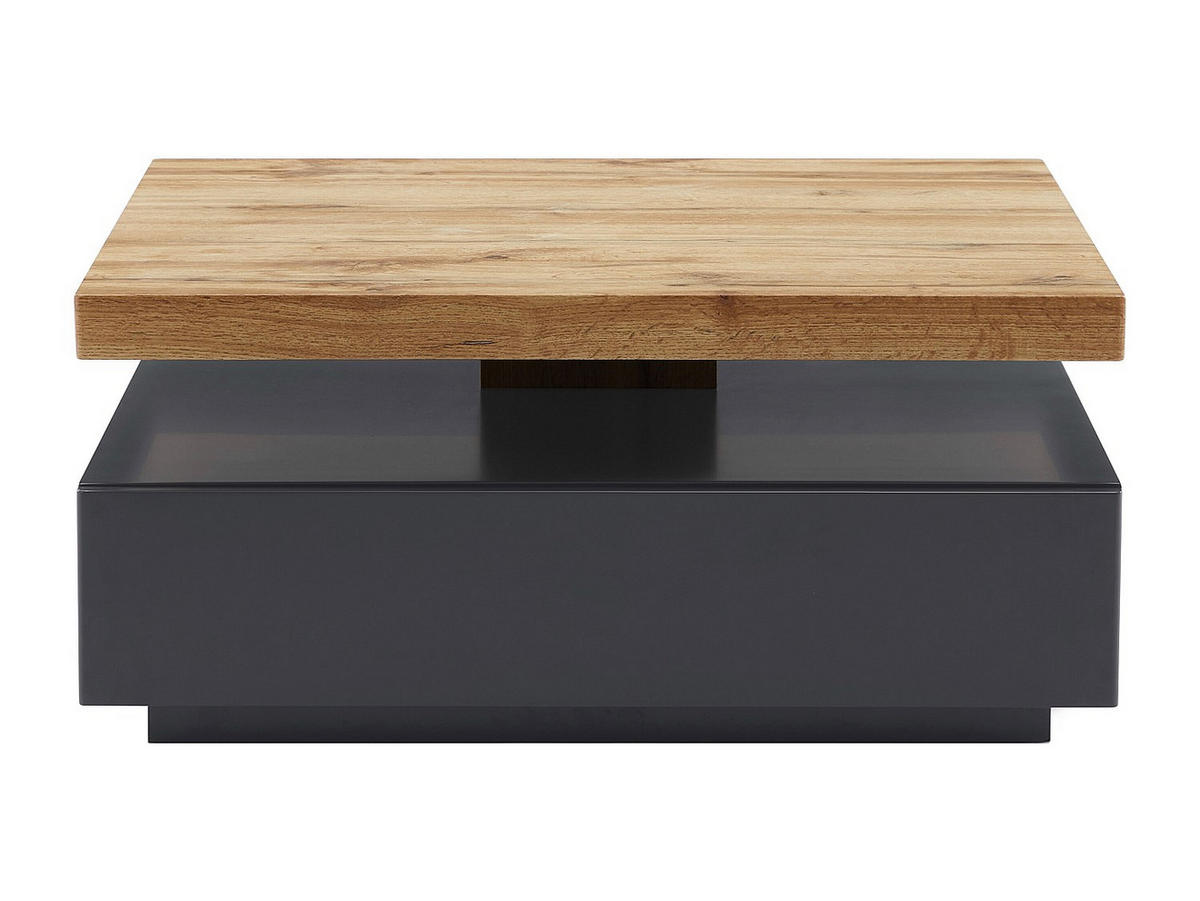 COUCHTISCH drehbar - 1 Schublade - MDF - Anthrazit & Holzfarben - KYRIA - Anthrazit, Holz (80/80/36cm) - Vente-Unique