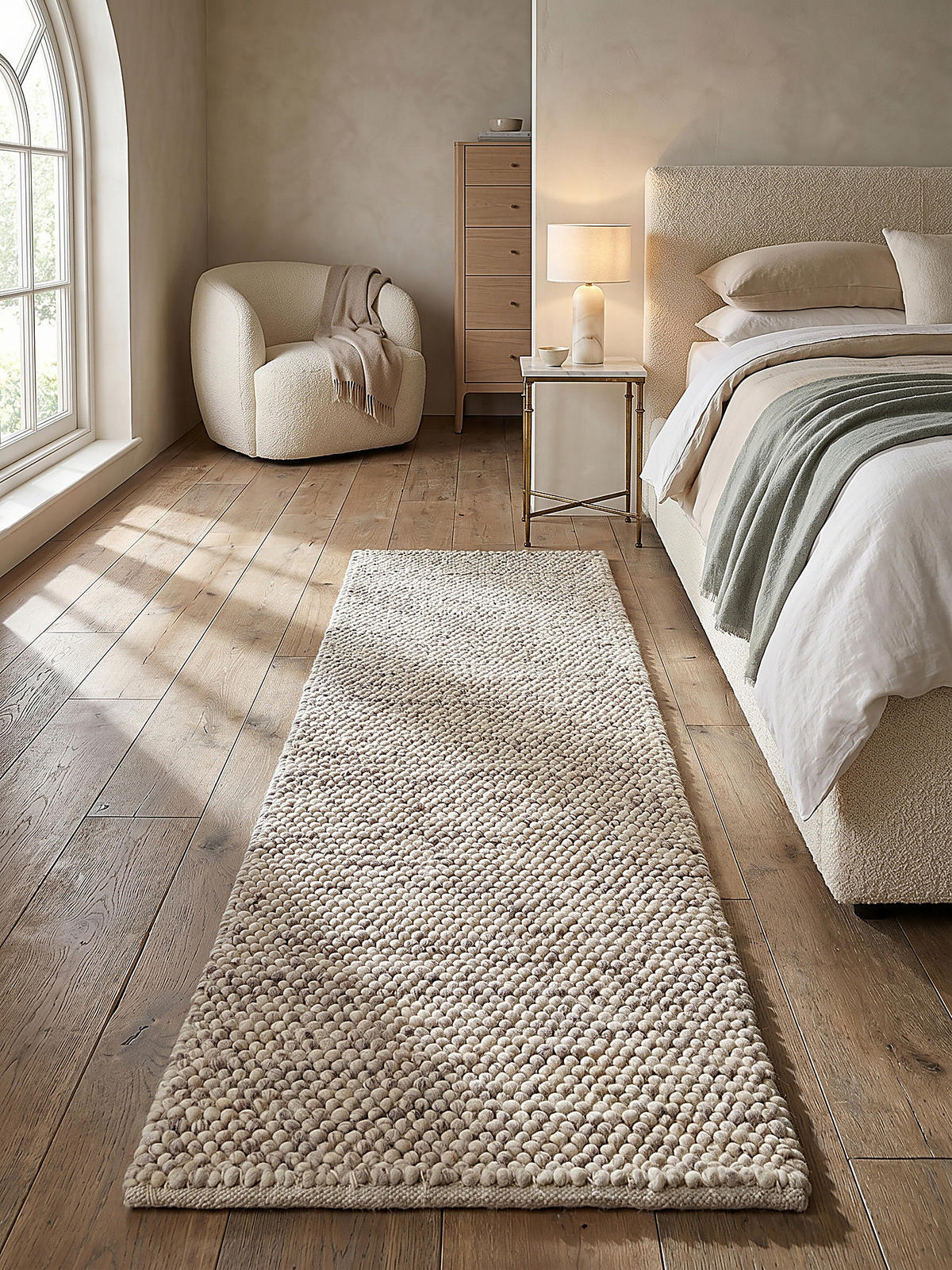 WOLLTEPPICH handgewebt MEDWAY, einfarbig, Beige, 60 x 230 cm - Beige, Textil (60/230cm) - KADIMA DESIGN
