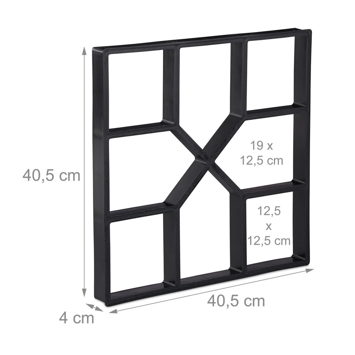 2XPFLASTERFORM - Schwarz, Kunststoff (40.5/4/40.5cm) - Relaxdays