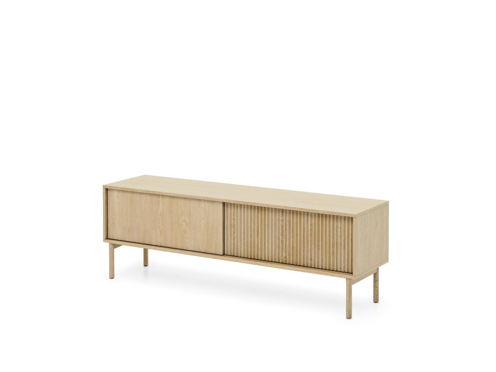 TV-LOWBOARD TAVO 153 cm Eiche Cremona - mit Riffel-Fronten und Holzfüßen - Eichefarben, Holz/Holzwerkstoff (153/52/39cm) - Ravio