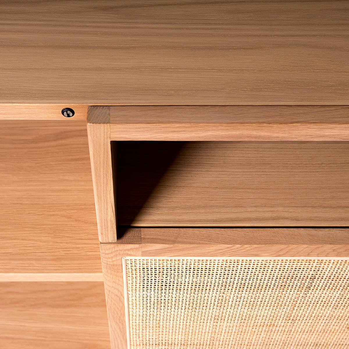 SIDEBOARD - Rattan / Eiche teilmassiv, 180 cm - Beige, Holzwerkstoff (180/80/40cm) - home24