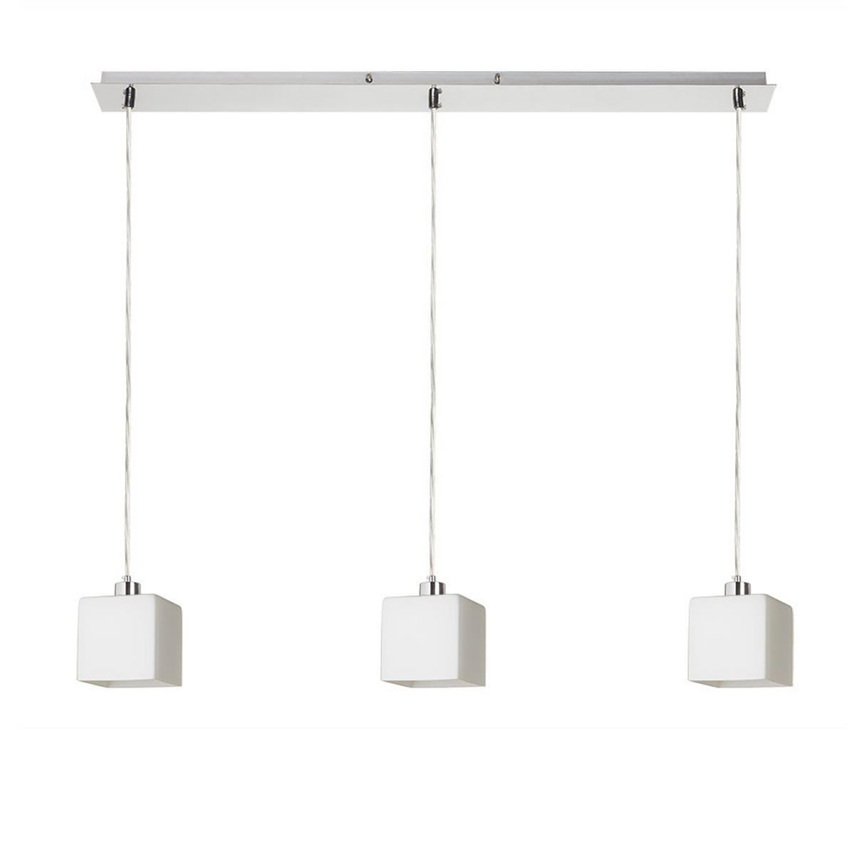 PENDELLEUCHTE DADOS III 80 Opalglas 33 W - Nickelfarben, Metall (30/30/120cm) - Rendl