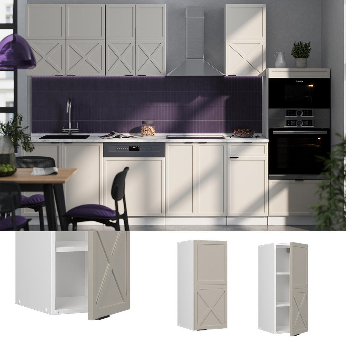 HÄNGESCHRANK Fame-Line GrauBeige 30 cm - Weiß/Grau, Holzwerkstoff (30/72/34.1cm) - Vicco