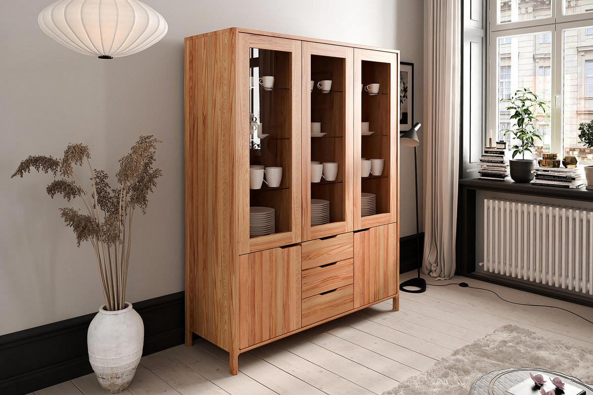 VITRINE PAUL Kernbuche - Kernbuche, Holz (140/188/40cm) - byoak