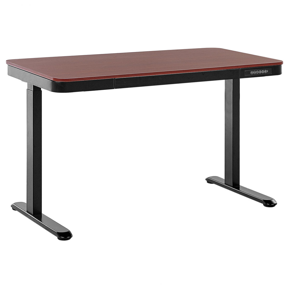 SCHREIBTISCH dunkler Holzfarbton/schwarz 120/60/72-122 cm Kenly - Dunkelgrau, Holzwerkstoff (60/120/72cm) - Beliani