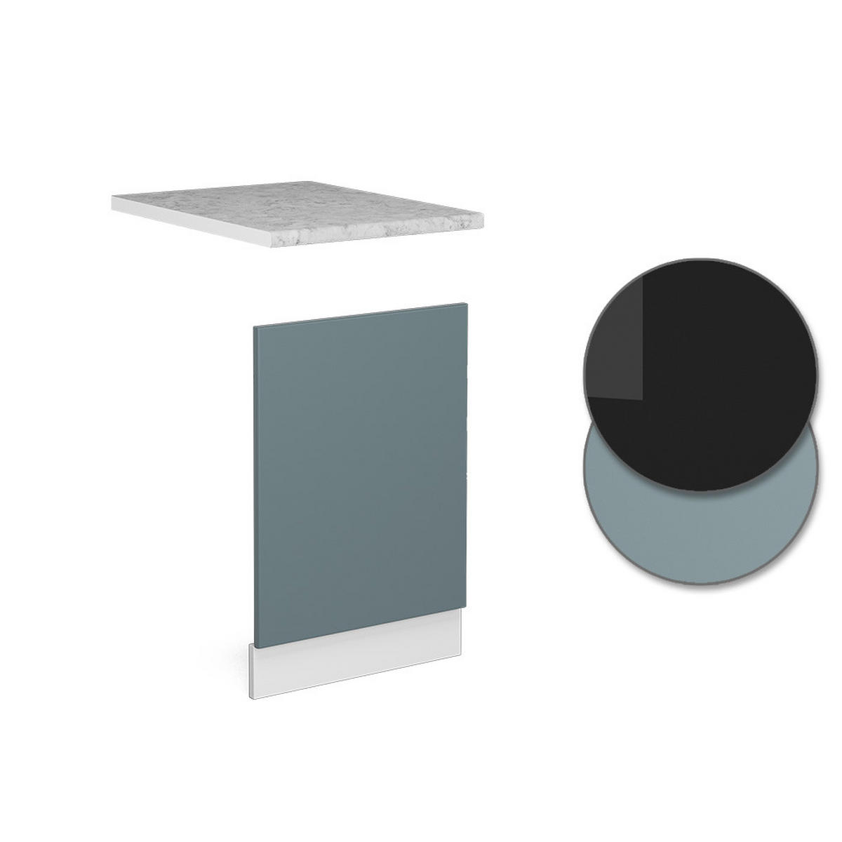 FRONTBLENDE R-Line Blau-Grau 45 cm, AP Marmor - Blaugrau/Weiß, Holzwerkstoff (45/57.2/1.6cm) - Vicco