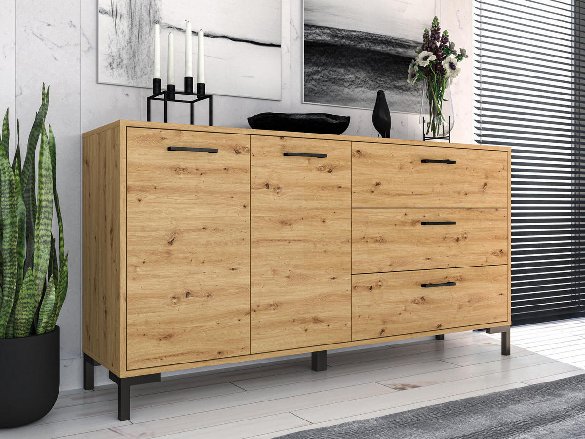 SIDEBOARD NEVIO Beige 159x40x83 cm - Beige, Holzwerkstoff (159/83/40cm) - FURNLUX