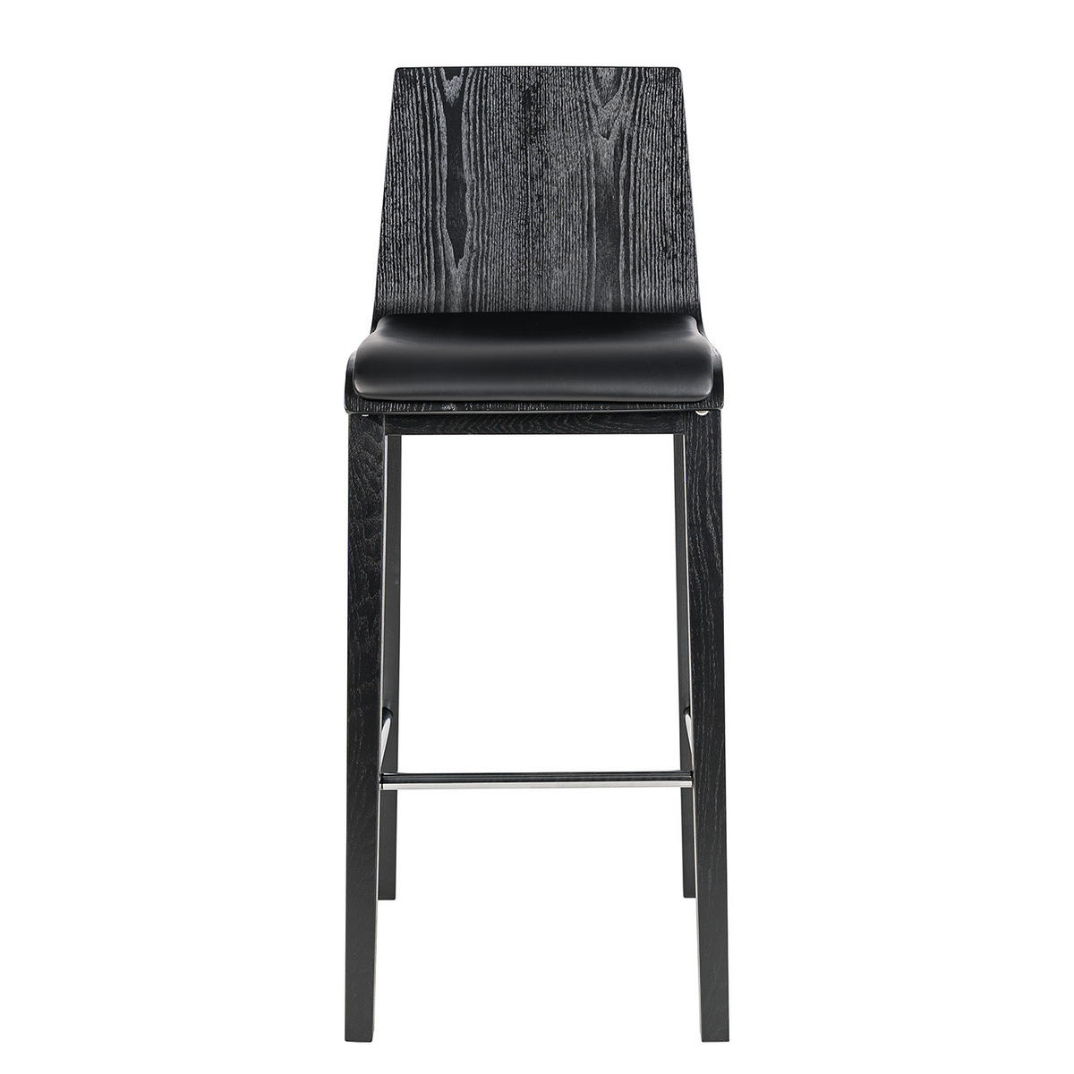 BARSTUHL - 2er-Set - Kunstleder / Esche teilmassiv - Schwarz, Holz/Holzwerkstoff (42/103/49cm) - home24