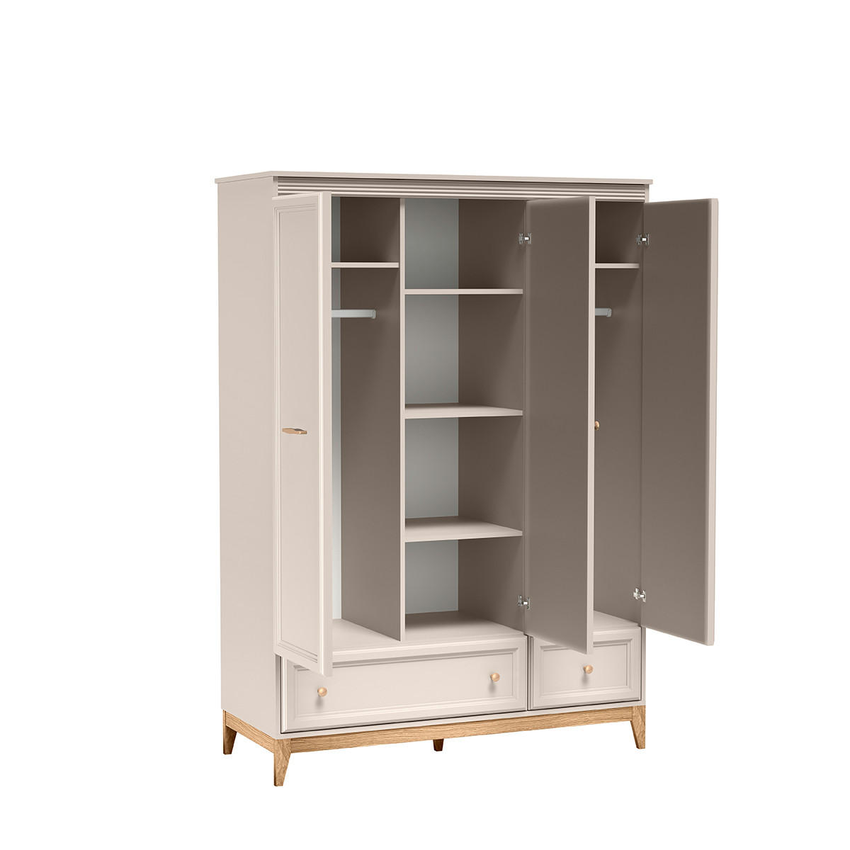 DREHTÜRENSCHRANK CUNEO 135,5/193/54,6 cm 3-türig mit Spiegel Kaschmir - Kaschmir, Holzwerkstoff (135.5/193/54.6cm) - MASSENO