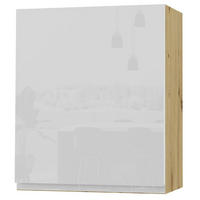 HÄNGESCHRANK Florence W2/60 Eiche Artisan / RAL 9003 signalweiß HG 60 / 32,5 / 72cm - Türanschlag links - Weiß Hochglanz/Eiche Artisan, Holz/Holzwerkstoff (60/72/32.5cm) - Feldmann-Wohnen