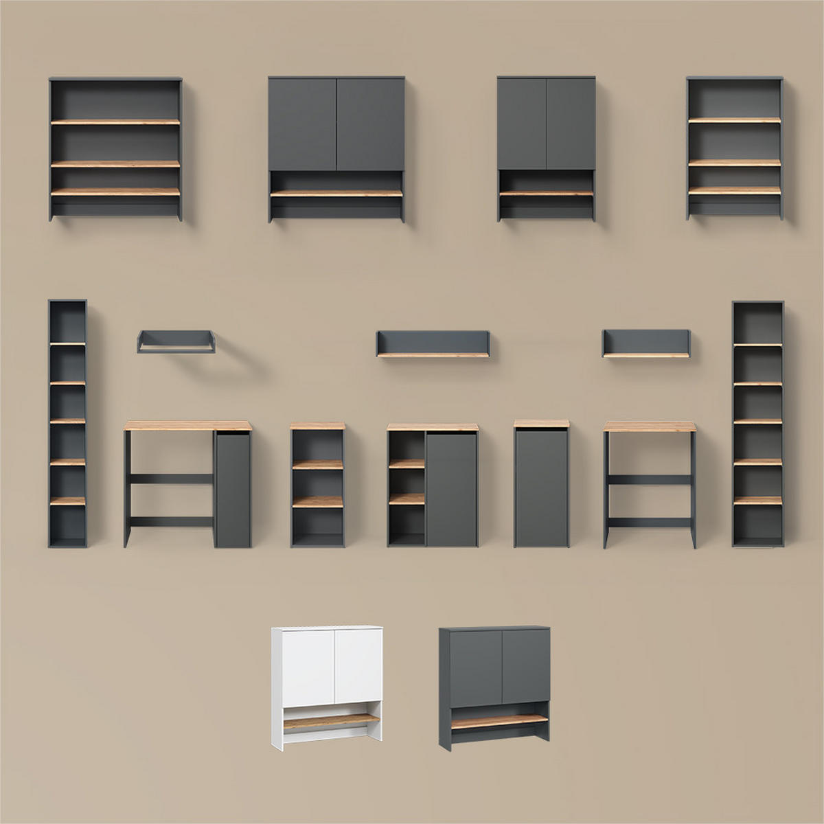 BADSCHRANK Paolina Weiß/Artisan 68 x 100.4 cm mit offenen Regalen - Weiß/Eiche Artisan, Holzwerkstoff (68/100.4/29cm) - Livinity®
