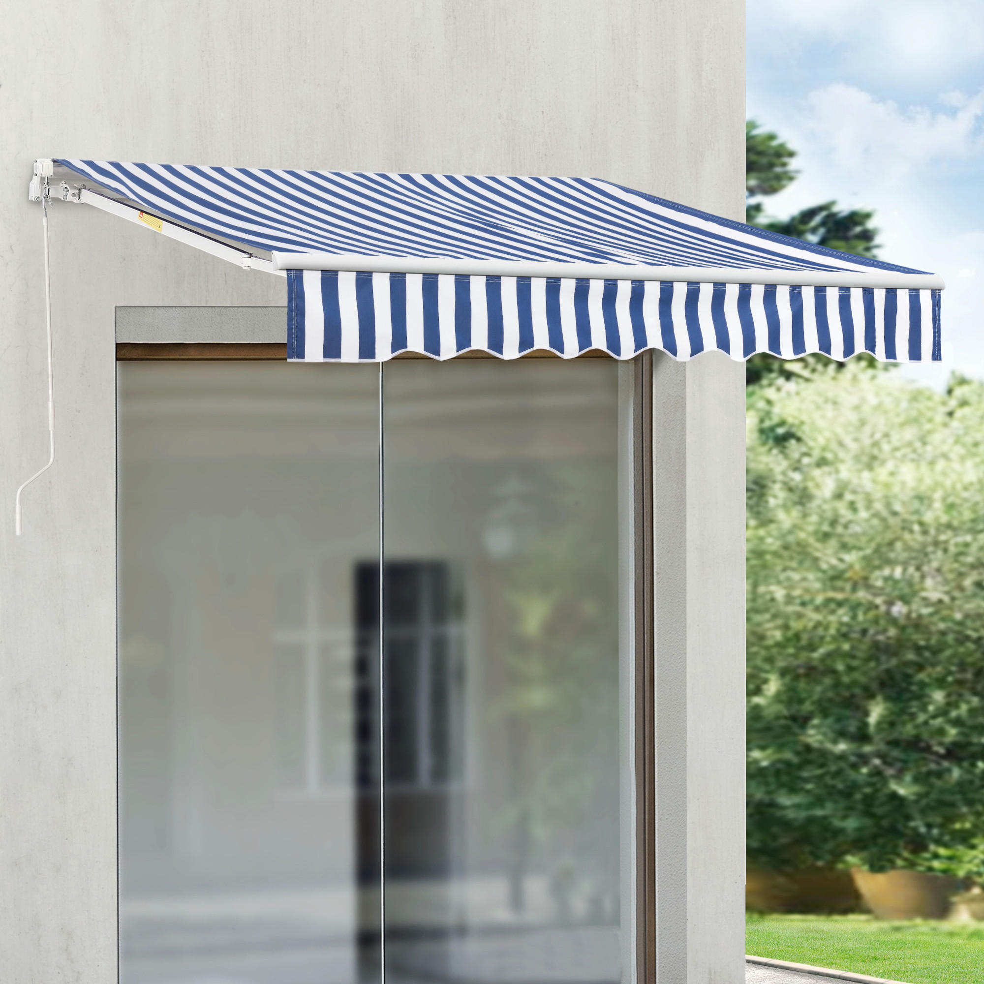 GELENKARMMARKISE Bitonto - Blau/Weiß, Textil (250/0.1/200cm) - [en.casa]