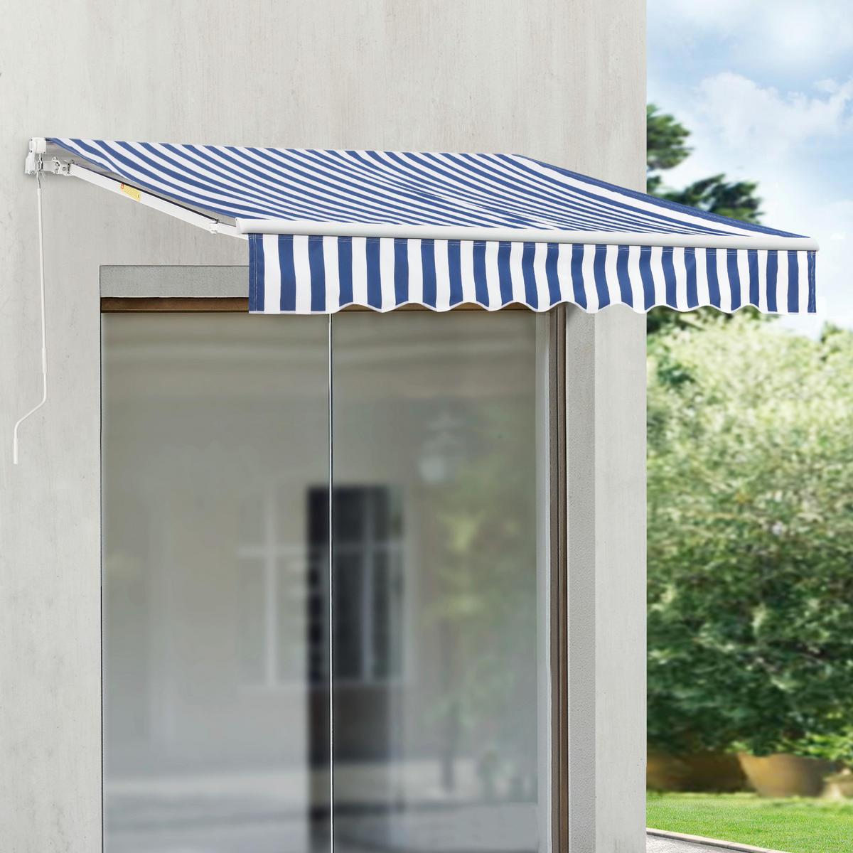 GELENKARMMARKISE Bitonto - Blau/Weiß, Textil (250/0.1/200cm) - [en.casa]