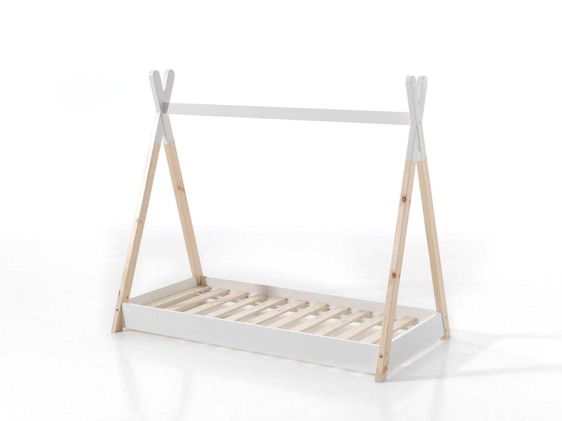 TIPIBETT Karyn 146x131x84 aus Massivholz in Weiß/Natur - Weiß/Naturfarben, Holz (70/140cm) - 58aufmkessel