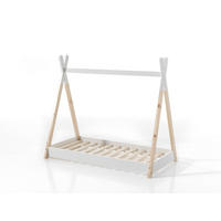 TIPIBETT Karyn 146x131x84 aus Massivholz in Weiß/Natur - Weiß/Naturfarben, Holz (70/140cm) - 58aufmkessel