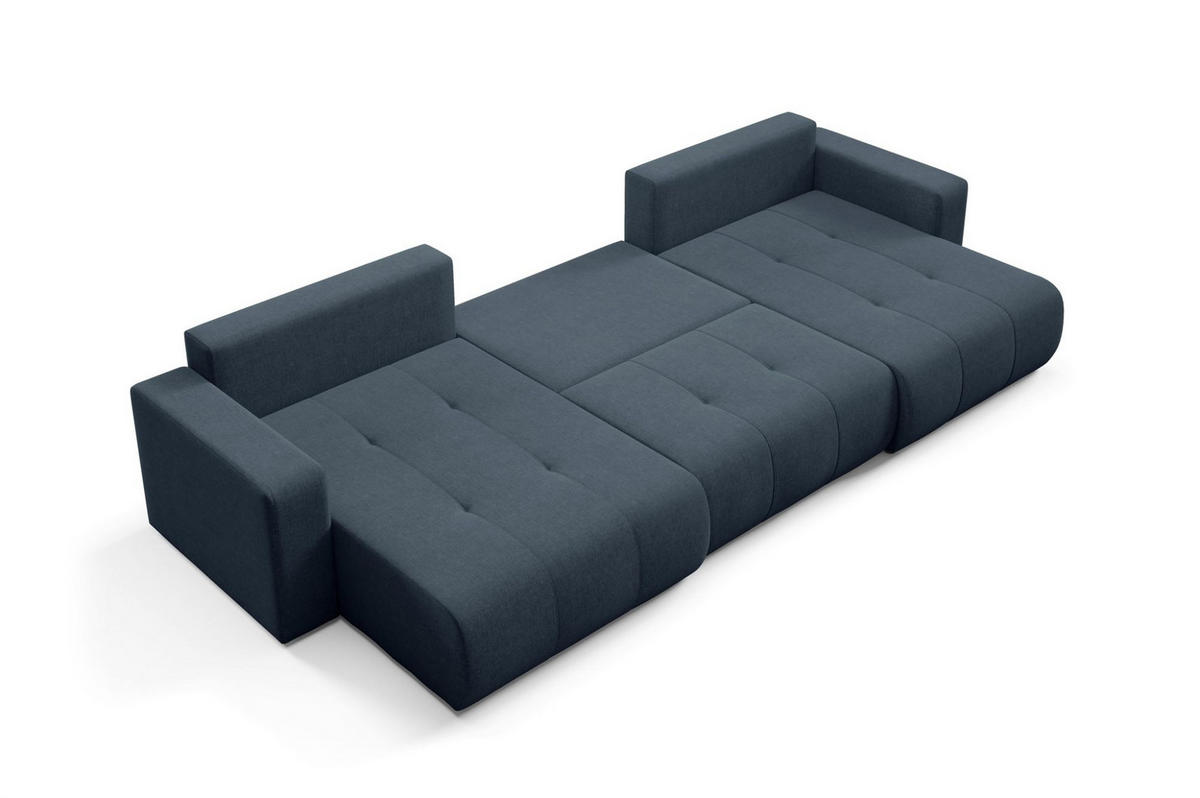 WOHNLANDSCHAFT Augusto - Blau, Holzwerkstoff/Textil (344/82/149cm) - Fun Möbel