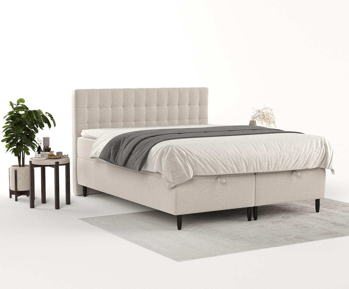 BOXBETT Milo Beige 160/200 cm - Beige/Schwarz, Holz/Holzwerkstoff (160/200cm) - Maison de Reve