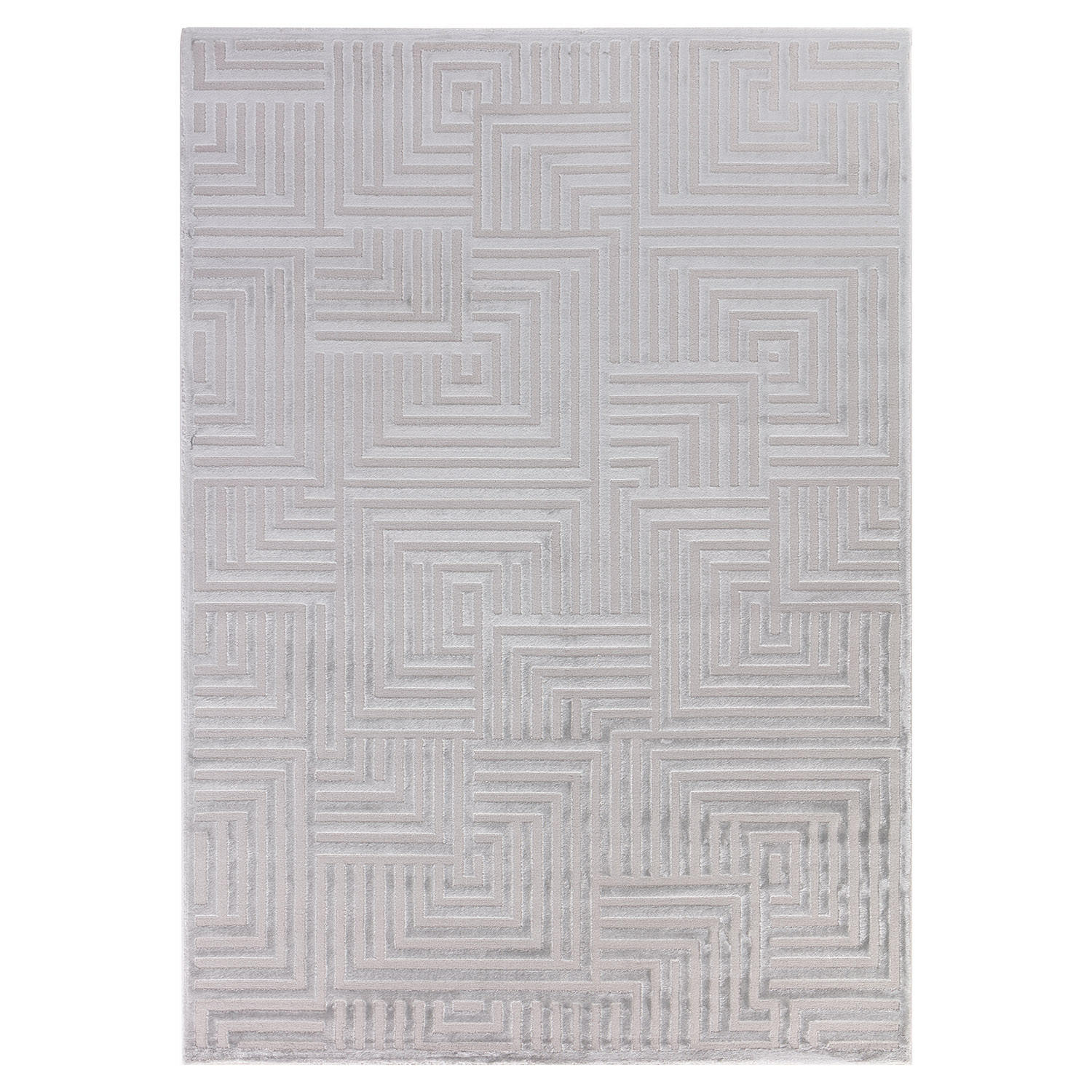 TEPPICH Kurzflor Skulptural Modern Waschbar Schlafzimmer Strapazierfähig Silber 140x200 cm – ILLER - Silberfarben, Textil (140/200cm) - KADIMA DESIGN