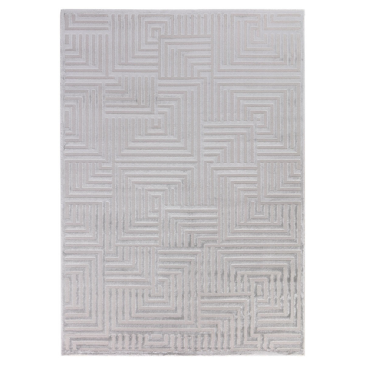 TEPPICH Kurzflor Skulptural Modern Waschbar Schlafzimmer Strapazierfähig Silber 140x200 cm – ILLER - Silberfarben, Textil (140/200cm) - KADIMA DESIGN