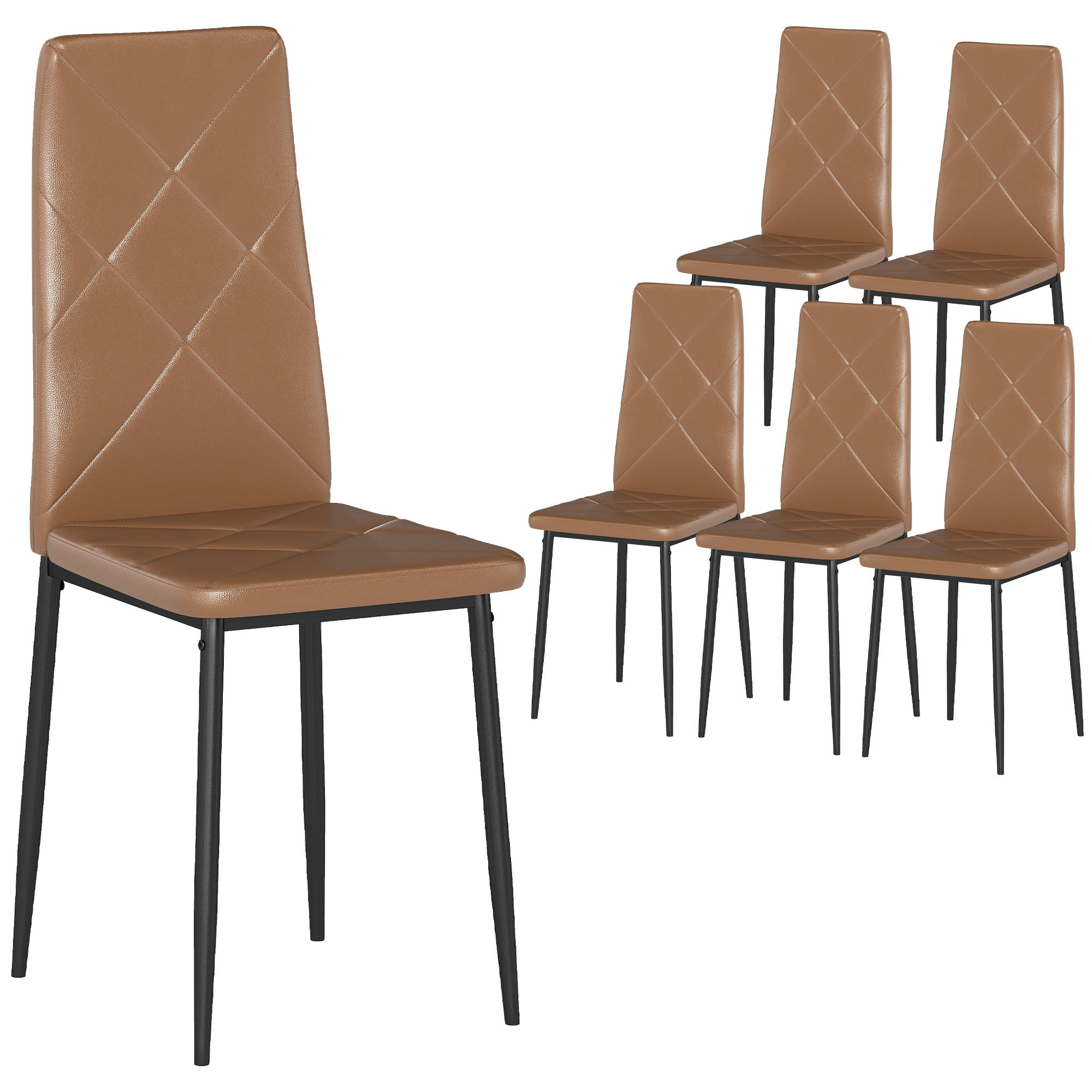 STÜHLE Braun 6 Stück - Braun, Leder (41/97/50cm) - GiPP