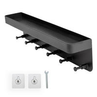 SCHLÜSSELBRETT mit Ablage Selbstklebend 24.5/6 cm - Schwarz, Kunststoff (6/4.7/24.5cm) - Intirilife