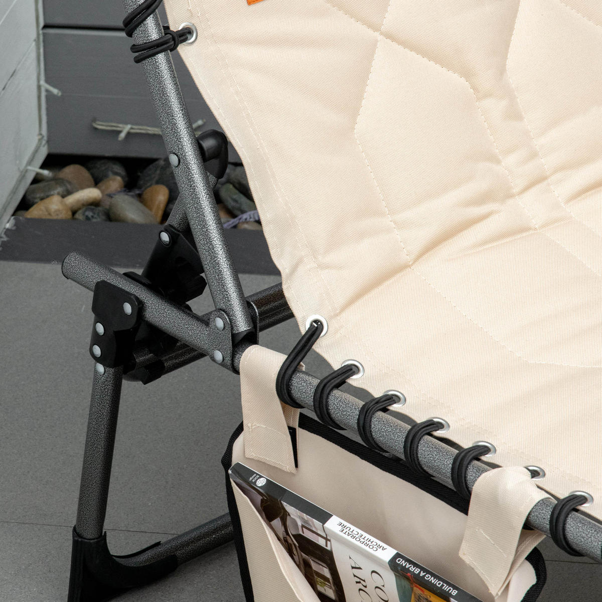 SONNENLIEGE aus Polyester 188x57x30 cm in Beige mit klappbar - Beige, Textil (57/30/188cm) - Modfu