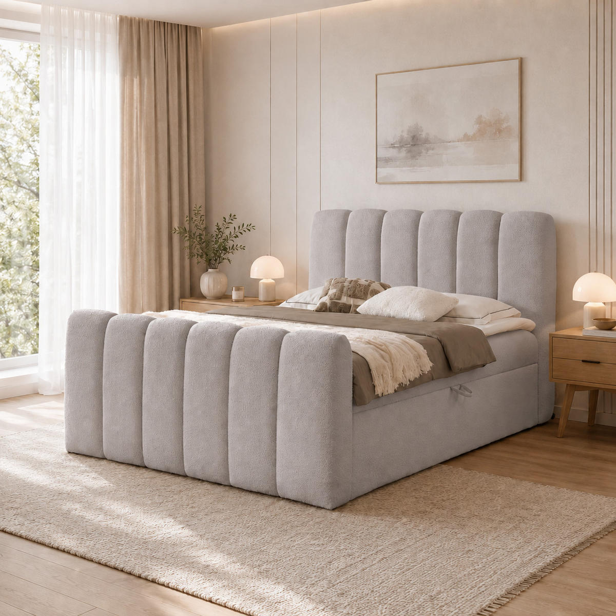 BOXBETT mit Topper und Stauraum 120x200 cm in Hellgrau - Hellgrau, Textil (120/200cm) - Home Collective